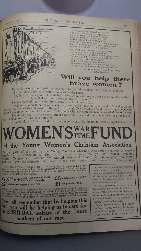 A 1916 advert from The Life Of Fait featuring a poem by John Oxenham.