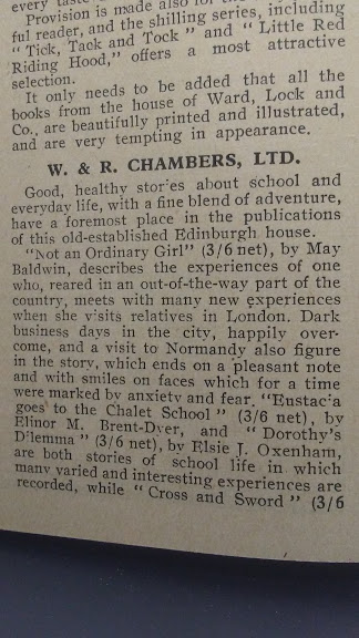 A 1930 editorial for new books from WR Chambers. 