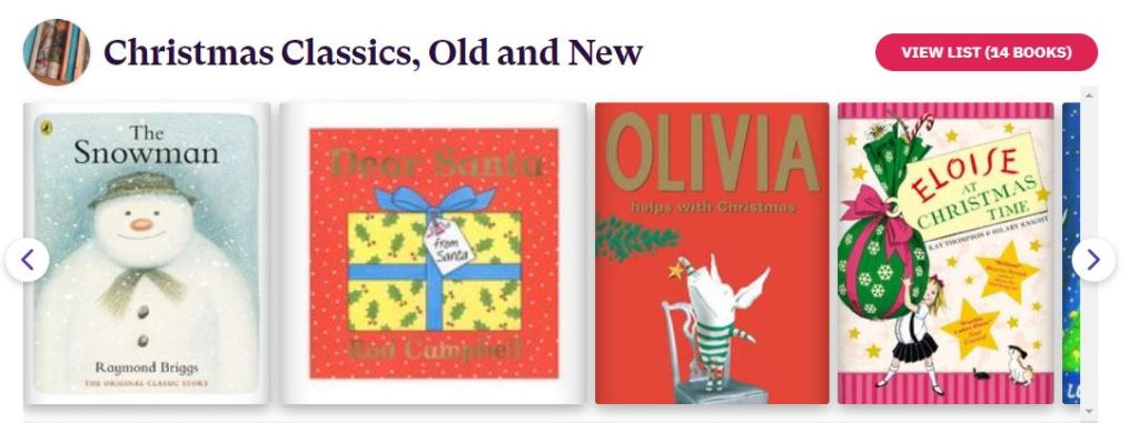 Several book covers with the caption 'Christmas Classics, Old and New'