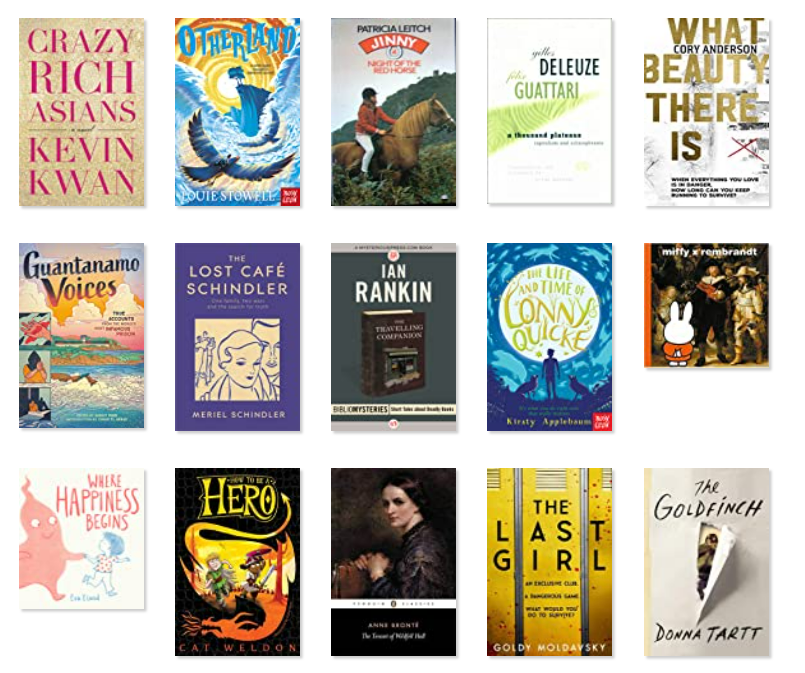 An illustration of fifteen book covers from my 2021 Goodreads reading challenge