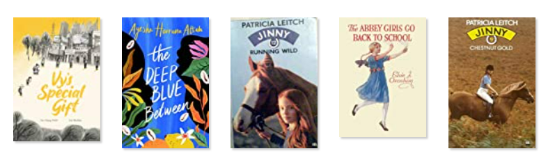 An illustration of five book covers from my 2021 Goodreads reading challenge